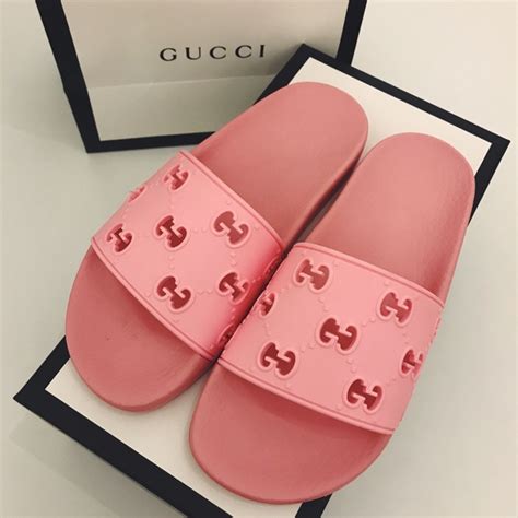 gucci baby pink slides|pink Gucci slides farfetch.